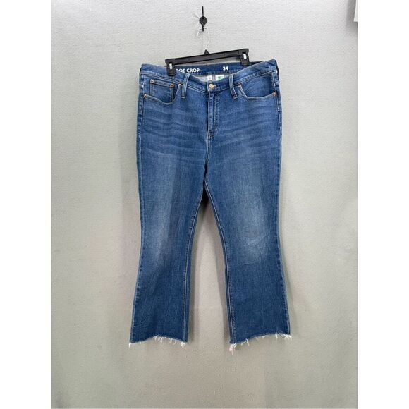 J. Crew Womens Blue Stretch Denim 10" Billie Demi Boot Crop Jeans Size 34 - Picture 1 of 9